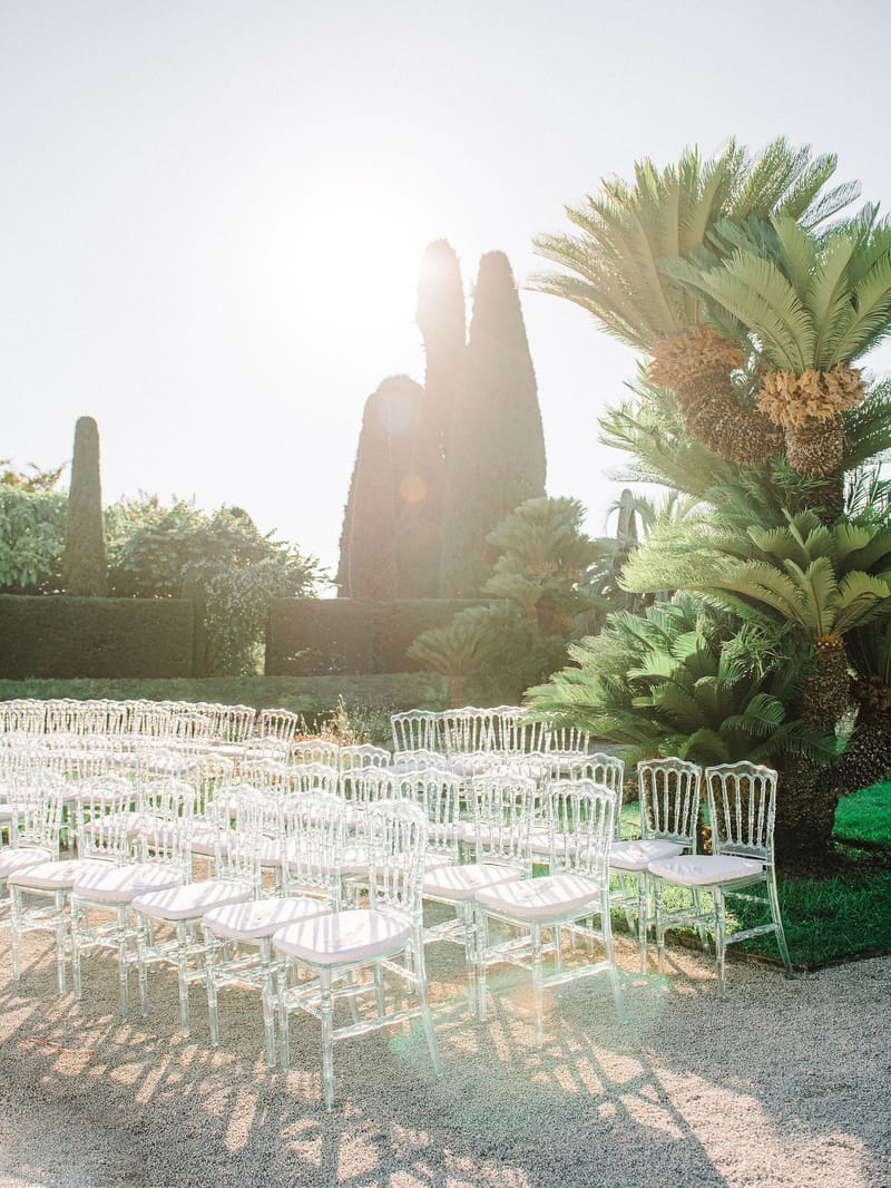 Wedding ceremony setup in a garden