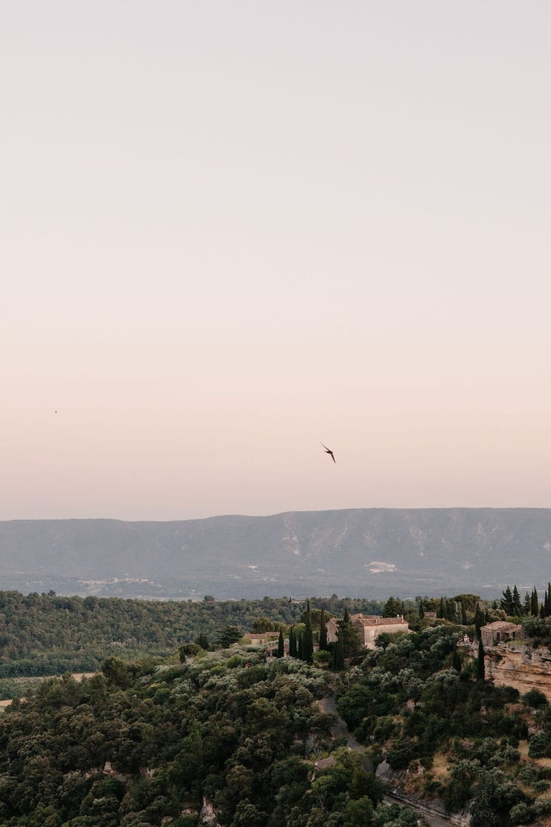 Swifts and Luberon valley sunset at Airelles Gordes La Bastide, Provence