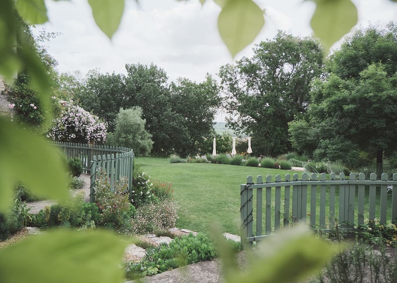 Wedding ceremony setup in a garden