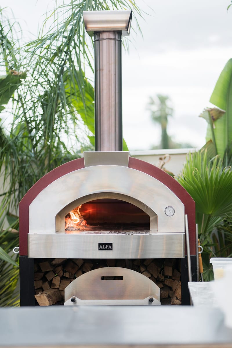 The wood-fired pizza oven on the terrace