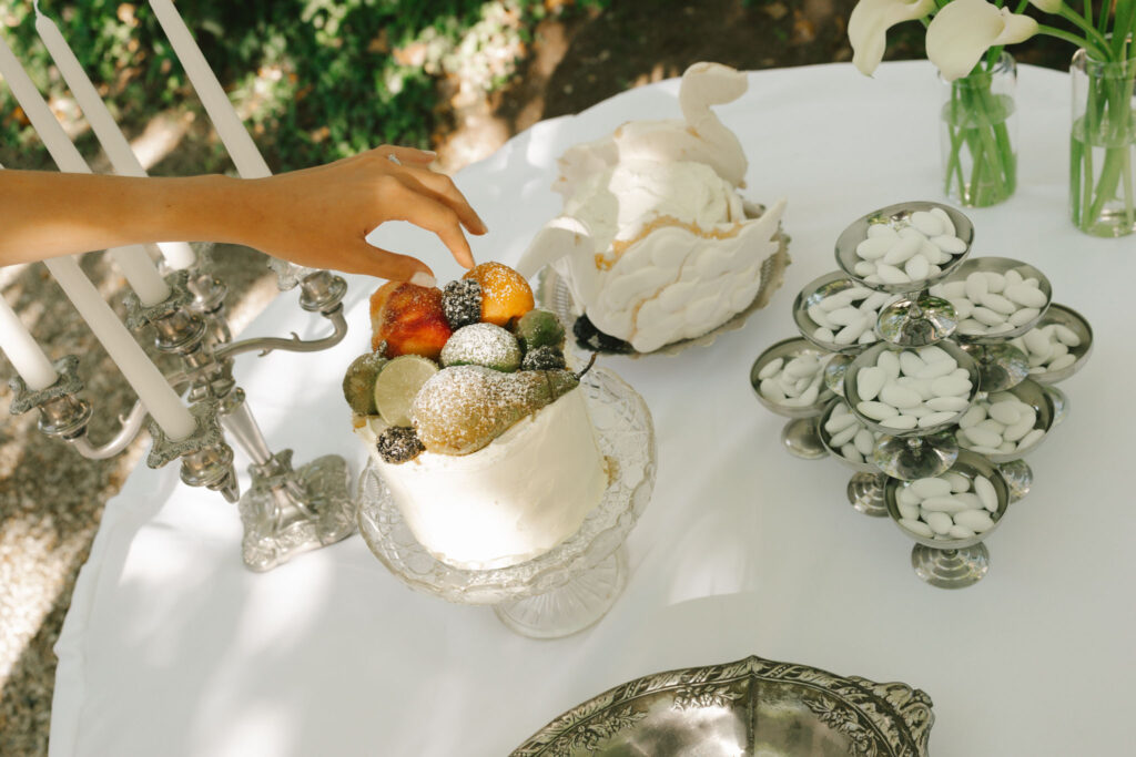 domaine de lamanon ivory romance roxane nicolas french wedding style round table foods in silverware