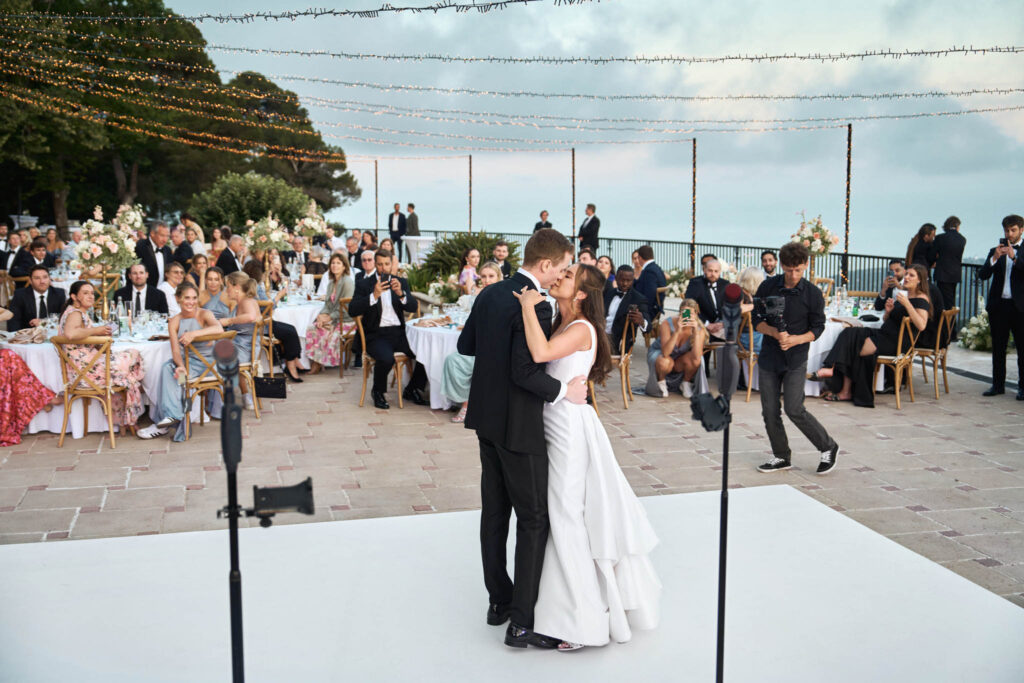 domaine du mont leuze vadim fasij french wedding style bride groom kissing first dance