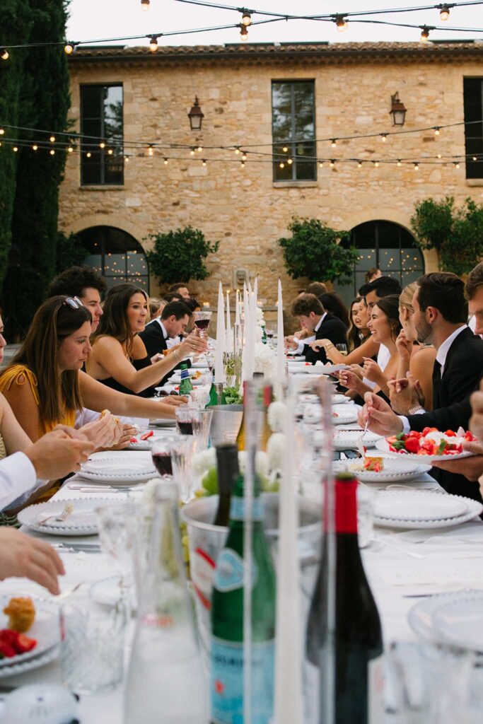 fontarech coveproduction guests long reception table stringlights