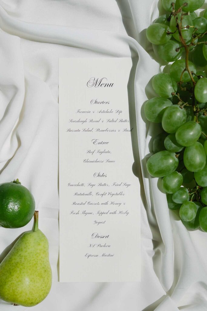 fontarech coveproduction rectangular menu card green fruits