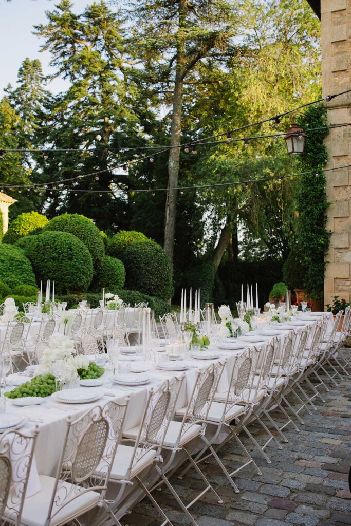 fontarech coveproduction white long table white chairs garden