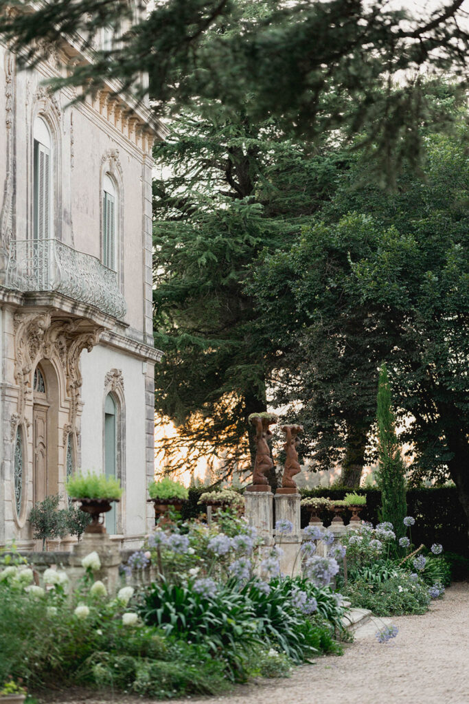 country gardens marjorie manfre french wedding style chateau wedding place lavander blue flowers