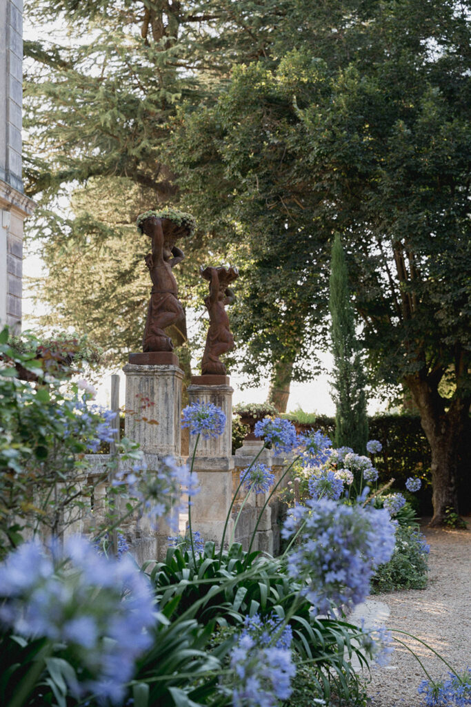 country gardens marjorie manfre french wedding style lavander blue flowers chateau angels