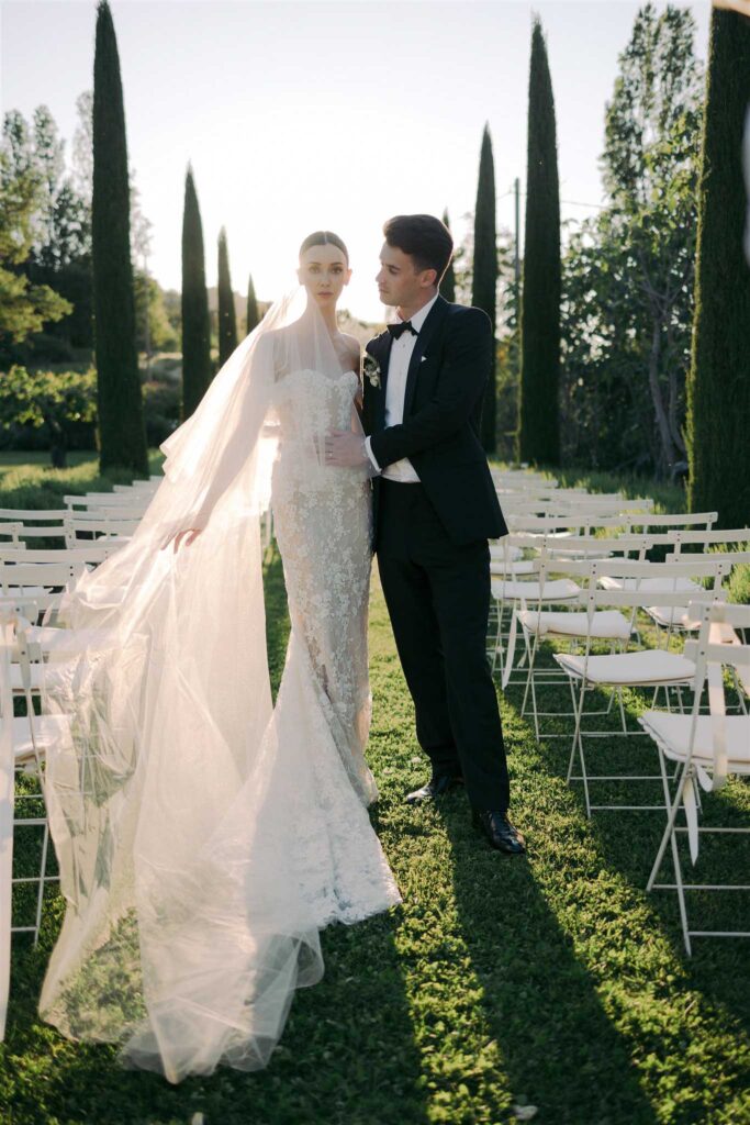 saint eusebe ayata bride groom aisle sun behind