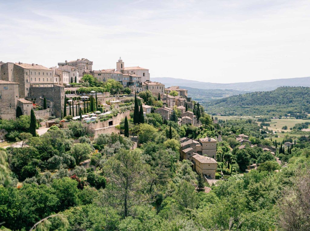 Bastide de Gorde Despinoy aerial shot mountain buildings green