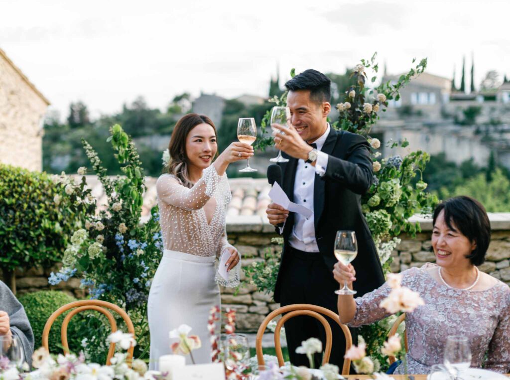 Bastide de Gorde Despinoy bride groom toast recerption