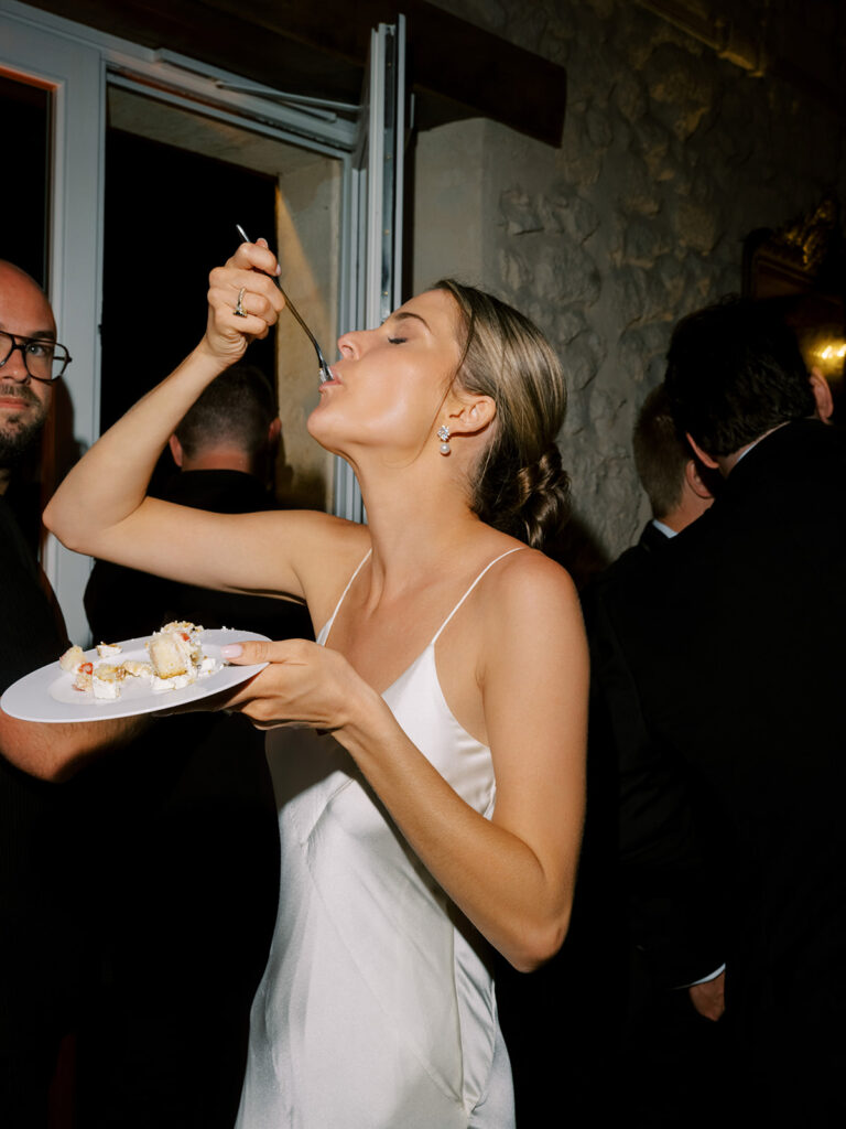 bride eating cake