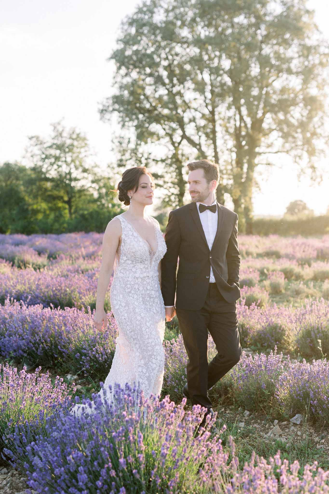 Lavander Fields A.Lucas bride groom walking field