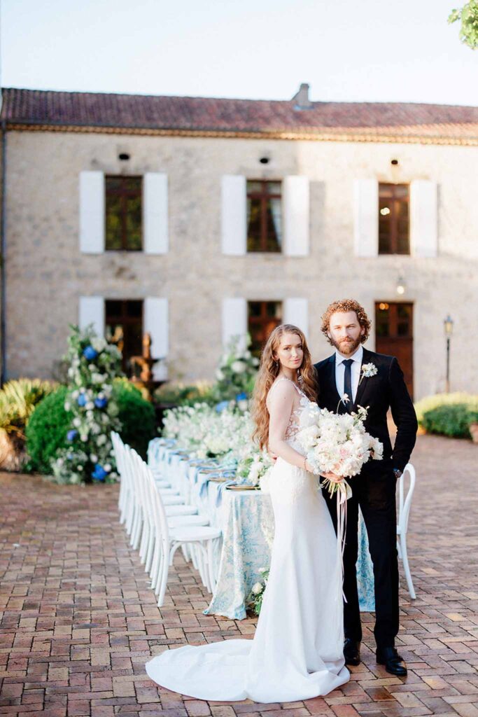 Trieux M.Mann bride groom posing sunset reception