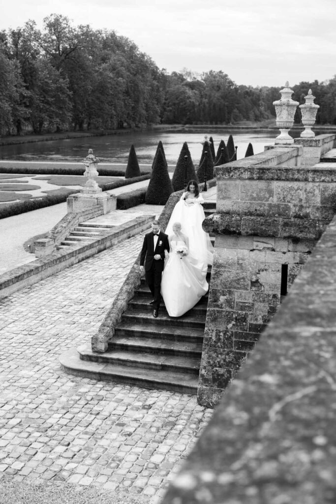 Chateau de Villette Dream Paris Wedding bride father walking down for ceremony