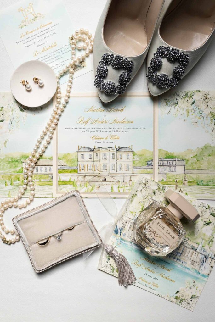 Villette Dream Paris Wedding flatlay bride accessories