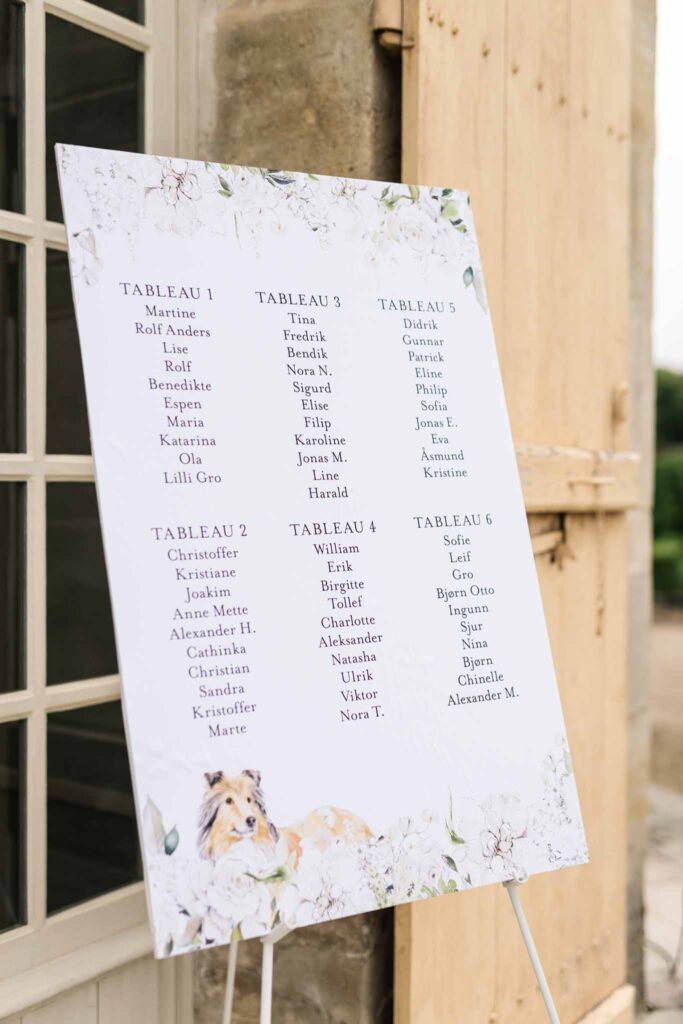 Villette Dream Paris Wedding sitting chart dog design