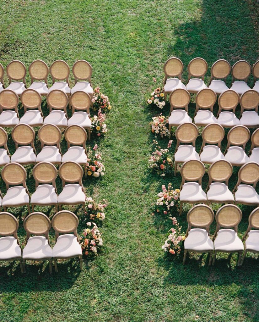 de Jalesne S.Lord aerial shot ceremony chairs