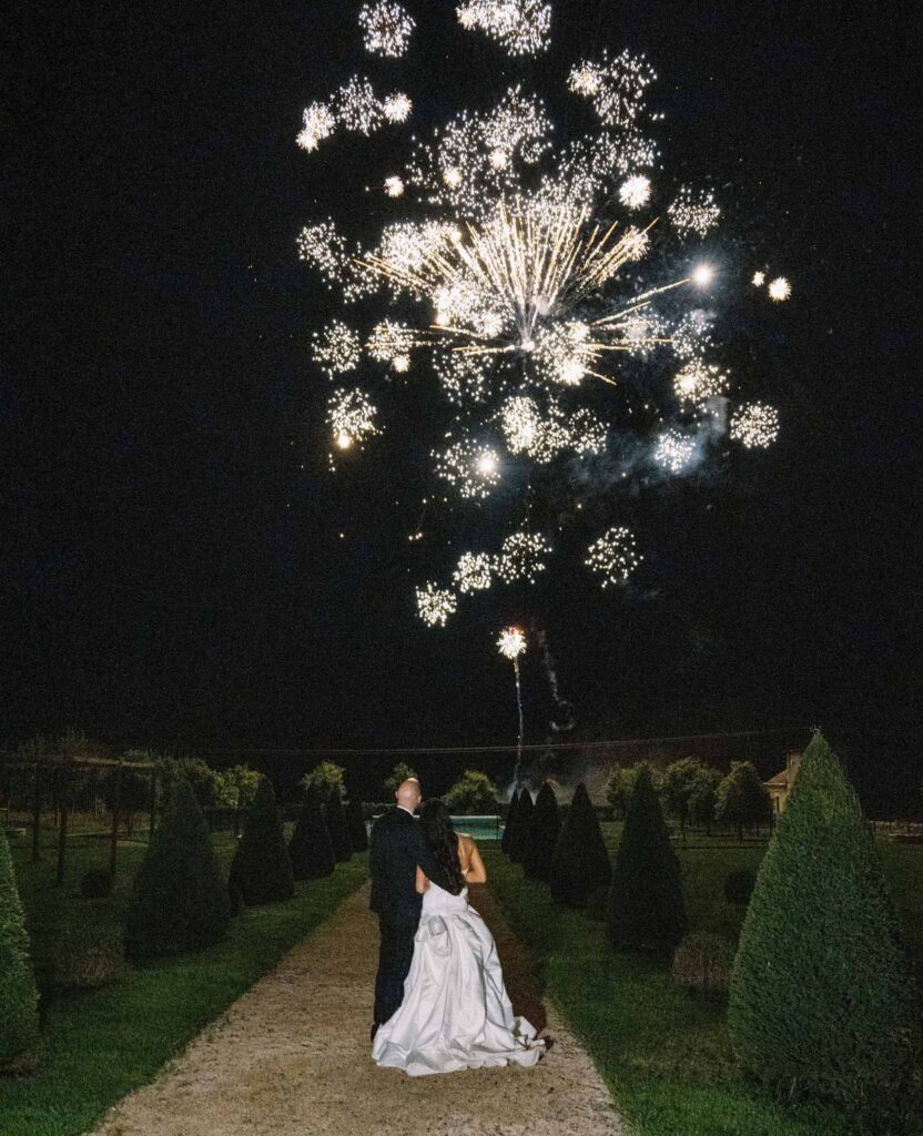 de Jalesne S.Lord bride groom watching fireworks