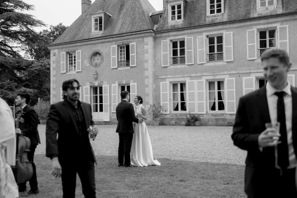 Boutonvillier F.Mary bride groom candid shot black white photo