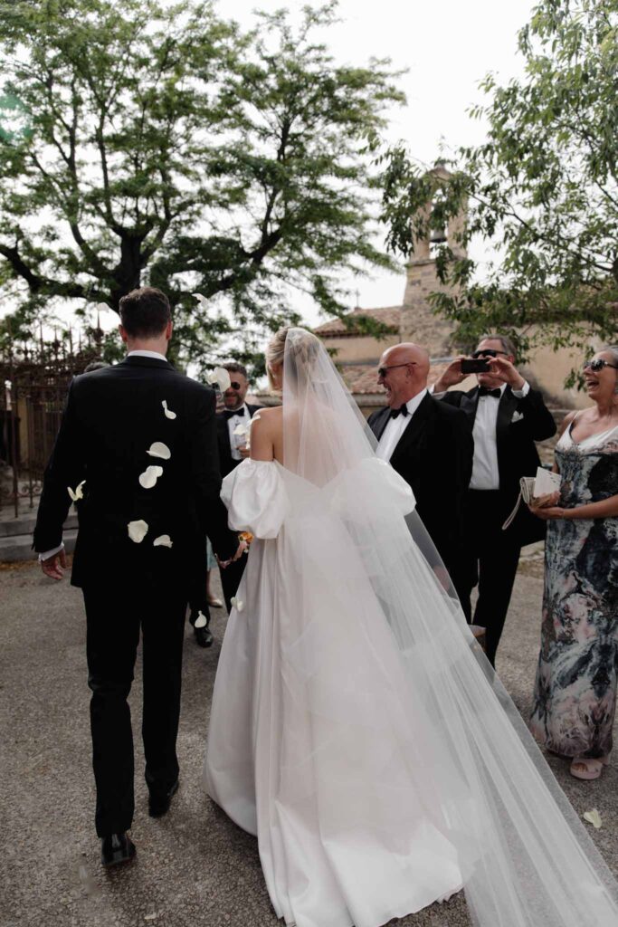 Chateau de Martinay Despinoy Wedding bride groom greeted by guests