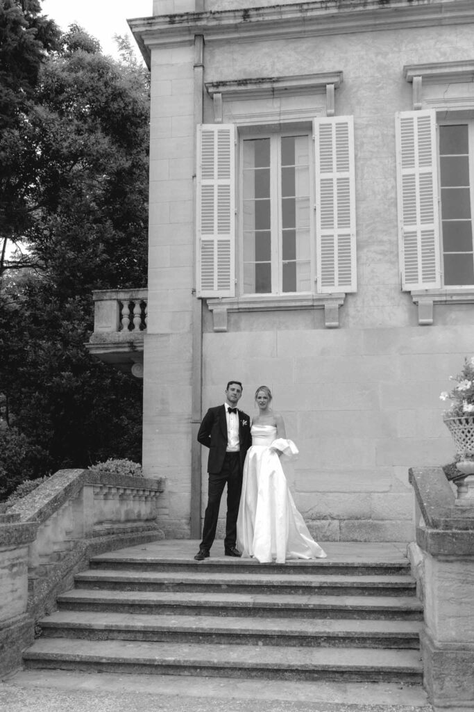 Chateau de Martinay Despinoy Wedding bride groom posing black white photo