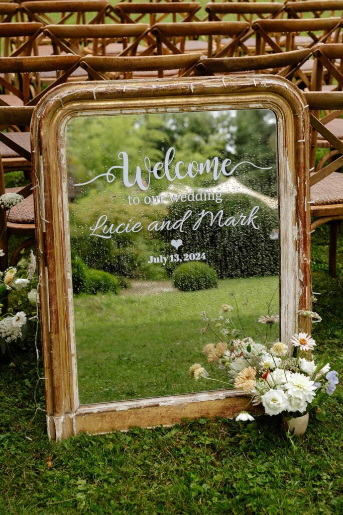 Mariage dime de giverny mirror welcome signage ceremony