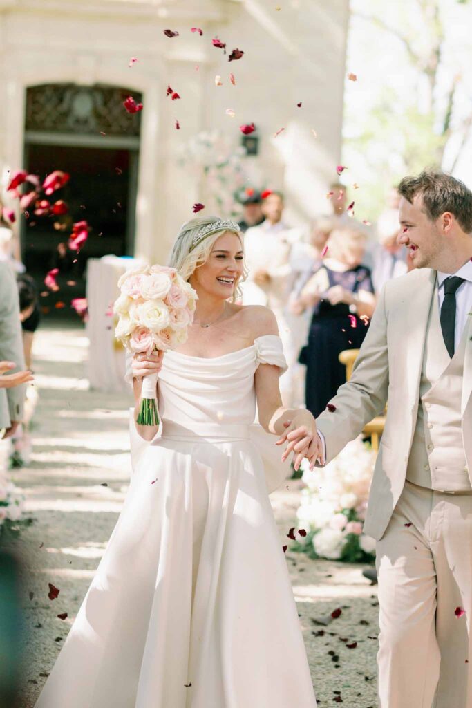 g.dominic m.marechal bride groom smiling after ceremony