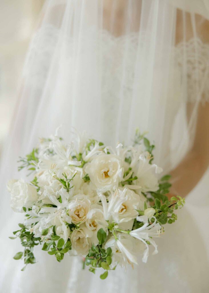 saint martin H.Clark blush white flower bouquet