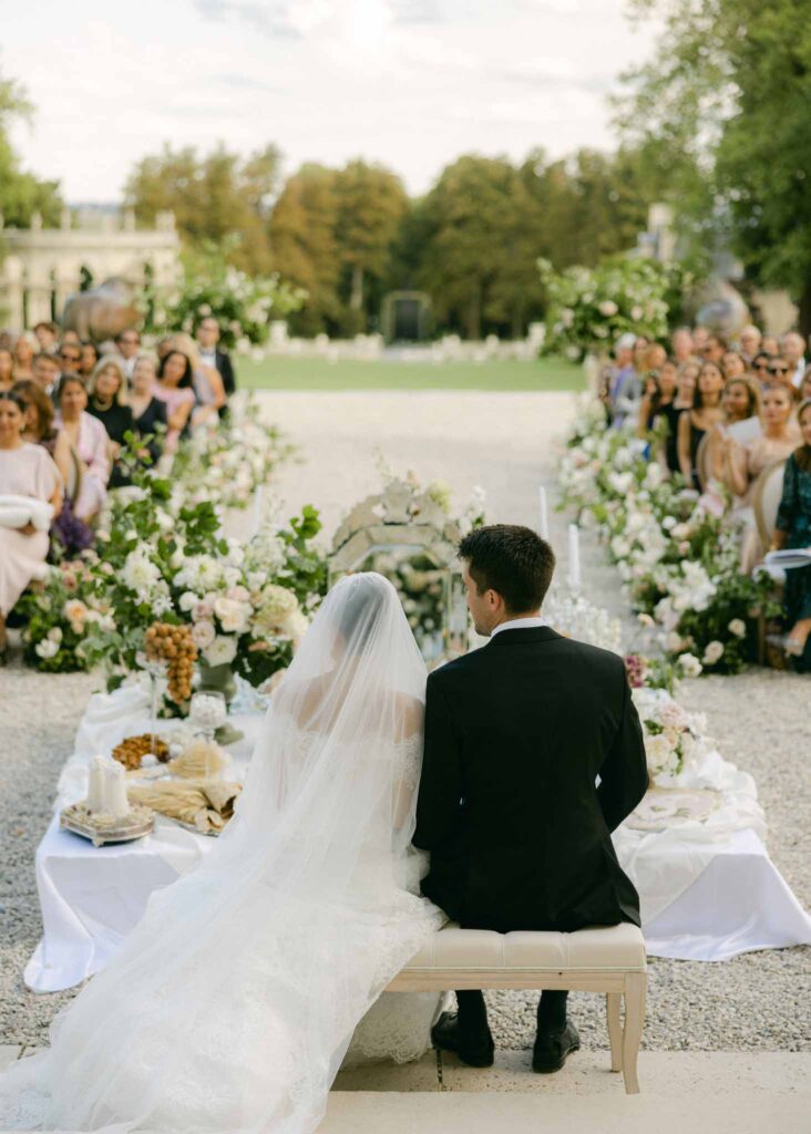 saint martin H.Clark bride groom sitting ceremony altar