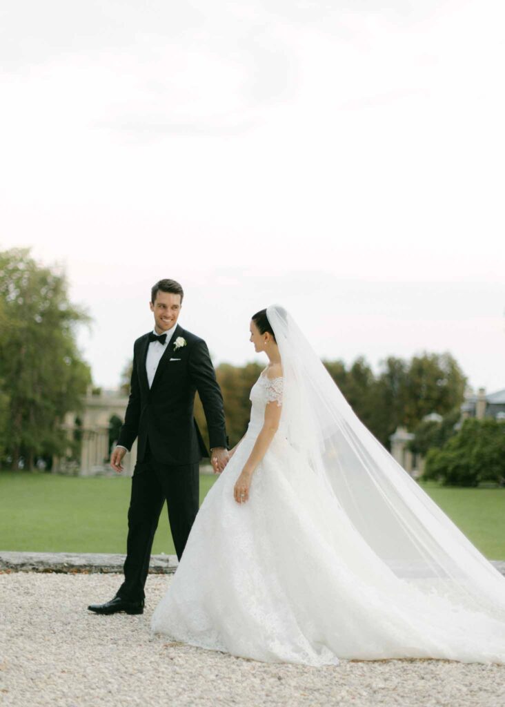 saint martin H.Clark bride groom walking holding hands