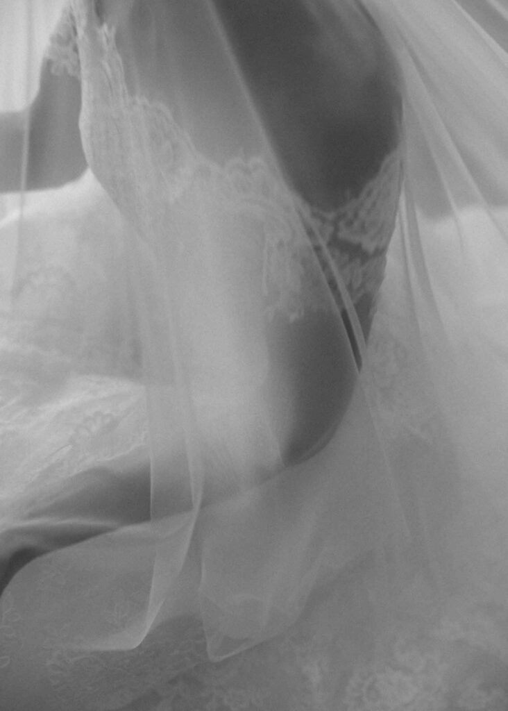 saint martin H.Clark detail shot bride lace gown veil