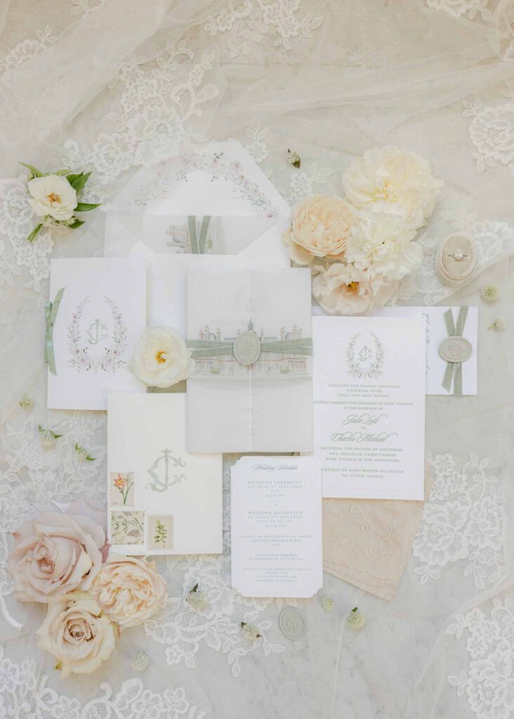 saint martin H.Clark flatlay blush invitation