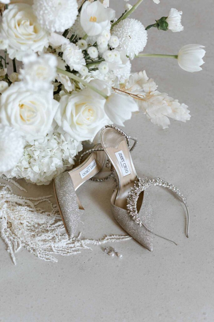 wedding tiara and wedding shoes