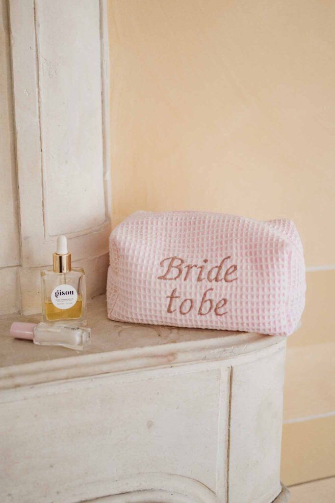 lesCrostes Ingrid bride pouch make up skincare kit marble sink