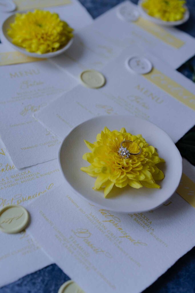 Prunay Theatre of Real Life n.reznik detail shot invitation yellow flower ring top